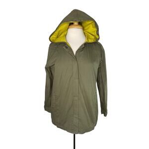J.JILL Sage Green Cotton Hooded Snap Lined Jacket Size XS Petite Chartreuse